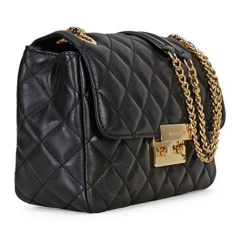 michael kors black bag shoulder|michael kors quilted bag black.